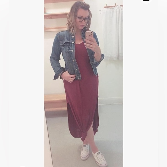 Casual Loose Pocket Long Dress Short Sleeve Split Maxi Dress V-Neck - Picture 7 of 10